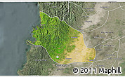 Satellite 3D Map of Thabaung, semi-desaturated