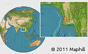 Satellite Location Map of Thabaung