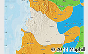 Shaded Relief Map of Thabaung, political outside