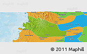 Physical Panoramic Map of Thabaung, political outside