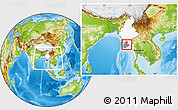 Physical Location Map of Yandoon, highlighted country, highlighted parent region, within the entire country