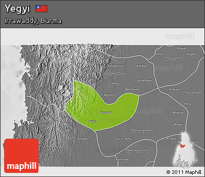Physical 3D Map of Yegyi, desaturated