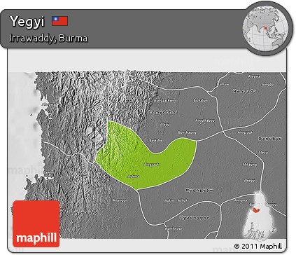 Physical 3D Map of Yegyi, desaturated