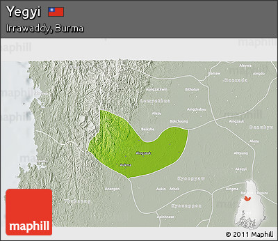 Physical 3D Map of Yegyi, lighten, semi-desaturated