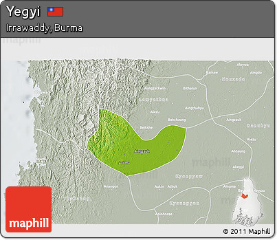Physical 3D Map of Yegyi, lighten, semi-desaturated