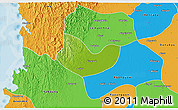 Physical 3D Map of Yegyi, political outside