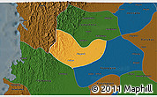 Political 3D Map of Yegyi, darken