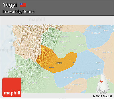 Political 3D Map of Yegyi, lighten