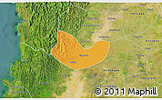 Political 3D Map of Yegyi, satellite outside