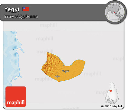 Political 3D Map of Yegyi, single color outside