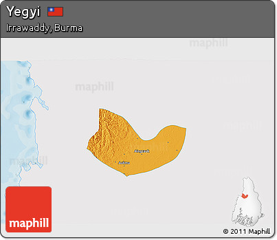 Political 3D Map of Yegyi, single color outside