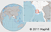 Gray Location Map of Yegyi, highlighted country, hill shading