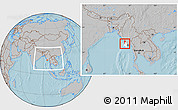Gray Location Map of Yegyi, highlighted parent region, within the entire country, hill shading
