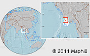 Gray Location Map of Yegyi, highlighted parent region, hill shading