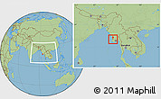 Savanna Style Location Map of Yegyi, within the entire country