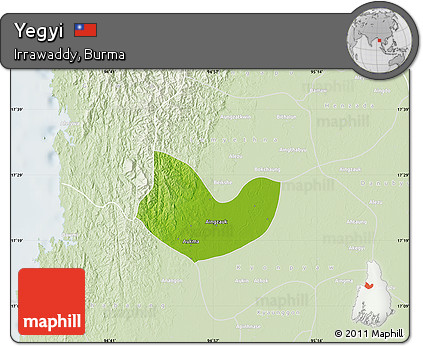 Physical Map of Yegyi, lighten