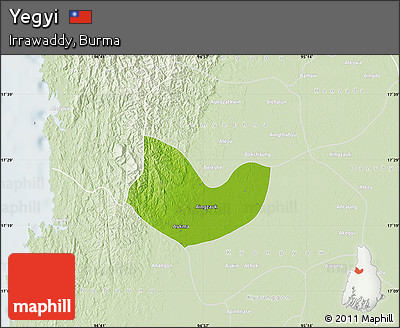 Physical Map of Yegyi, lighten