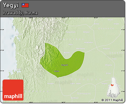Physical Map of Yegyi, lighten