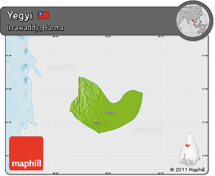 Physical Map of Yegyi, single color outside