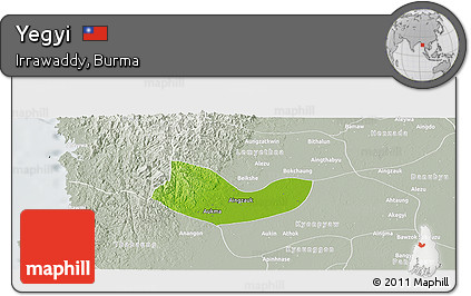 Physical Panoramic Map of Yegyi, lighten, semi-desaturated