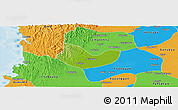 Physical Panoramic Map of Yegyi, political outside