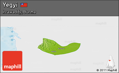 Physical Panoramic Map of Yegyi, single color outside