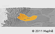Political Panoramic Map of Yegyi, desaturated