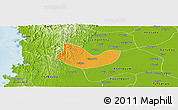 Political Panoramic Map of Yegyi, physical outside