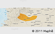 Political Panoramic Map of Yegyi, shaded relief outside