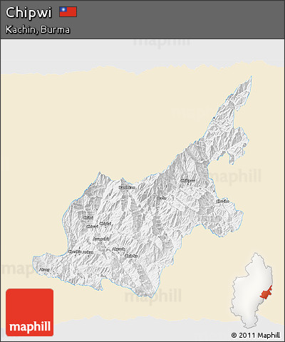 Classic Style 3D Map of Chipwi, single color outside