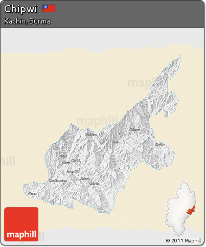 Classic Style 3D Map of Chipwi, single color outside