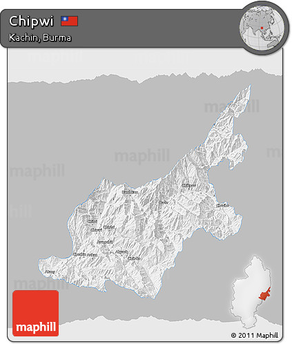 Gray 3D Map of Chipwi, single color outside