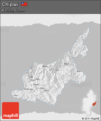 Gray 3D Map of Chipwi, single color outside