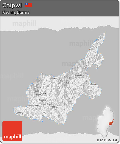 Gray 3D Map of Chipwi, single color outside