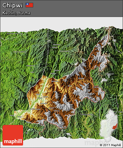 Physical 3D Map of Chipwi, satellite outside