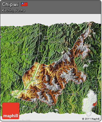 Physical 3D Map of Chipwi, satellite outside