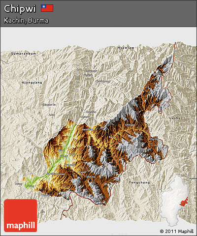 Physical 3D Map of Chipwi, shaded relief outside