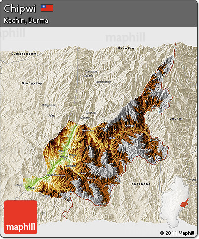 Physical 3D Map of Chipwi, shaded relief outside