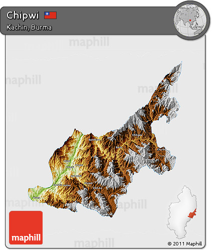 Physical 3D Map of Chipwi, single color outside