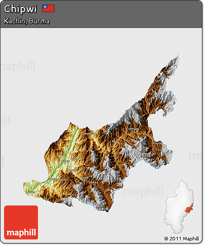 Physical 3D Map of Chipwi, single color outside