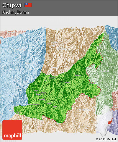 Political 3D Map of Chipwi, lighten