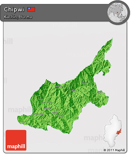 Political 3D Map of Chipwi, single color outside