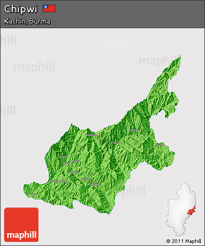 Political 3D Map of Chipwi, single color outside