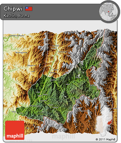 Satellite 3D Map of Chipwi, physical outside