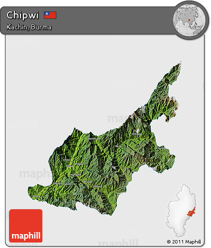 Satellite 3D Map of Chipwi, single color outside