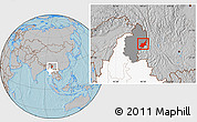 Gray Location Map of Chipwi, highlighted country, highlighted parent region, hill shading