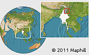 Satellite Location Map of Chipwi, highlighted country, highlighted parent region, within the entire country