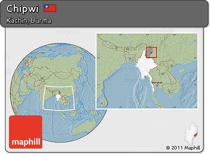 Savanna Style Location Map of Chipwi, highlighted country, highlighted parent region, within the entire country, hill shading