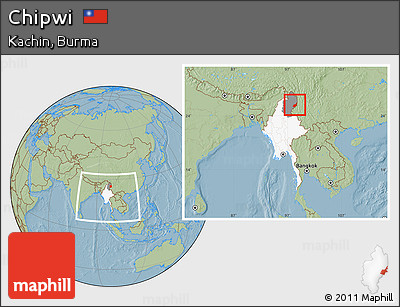 Savanna Style Location Map of Chipwi, highlighted country, highlighted parent region, within the entire country, hill shading