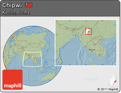 Savanna Style Location Map of Chipwi, highlighted parent region, within the entire country, hill shading